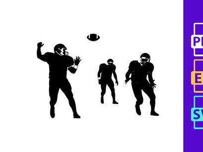 American football players in action silhouette illustration