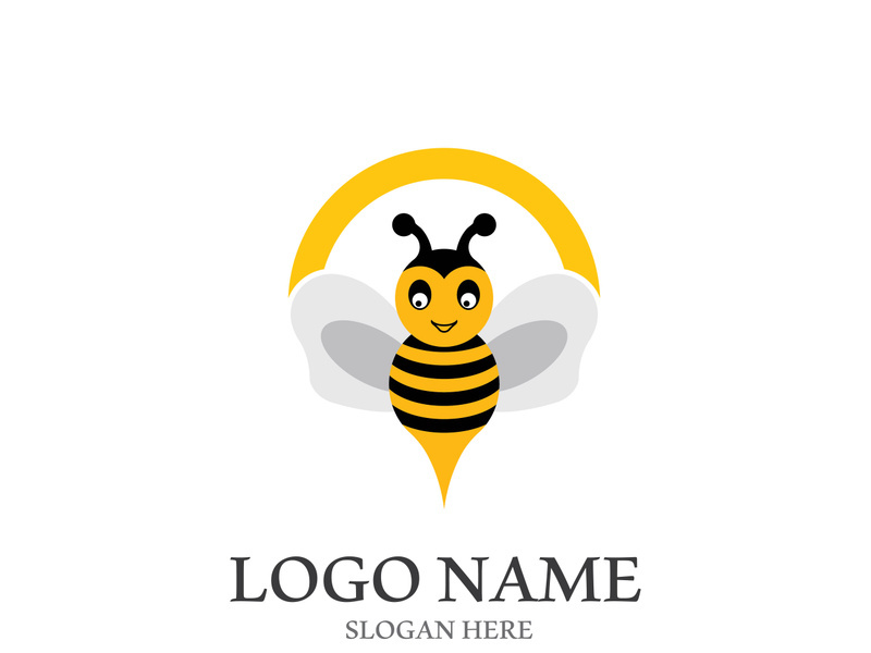 Bee logo vector icon illustration design