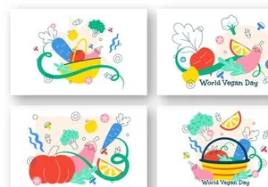 6 World Vegan Day Vector Illustration
