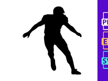 American football player in motion silhouette preview picture