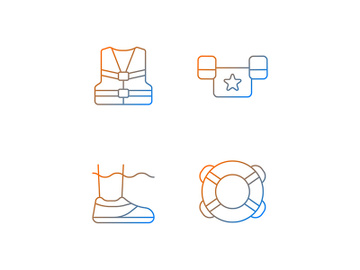 Pool equipment gradient linear vector icons set preview picture