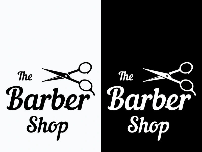Barbershop logo in vintage style with the concept of scissors, razor and other tools.Logo for business, salon, label and barbershop.