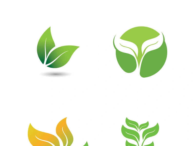 Logos of green tree leaf ecology nature element vector