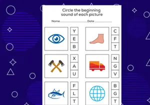 Circle the beginning sound of each picture. Educational game for kids