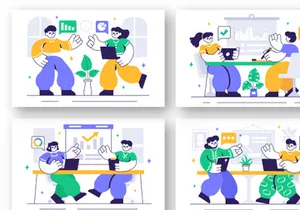 10 Coworking Business Illustration