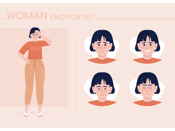 Ashamed young woman semi flat color character emotions set preview picture