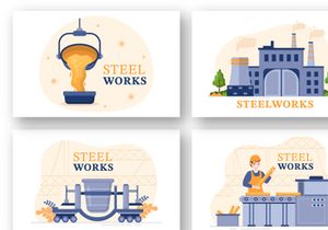 8 Steelworks and Hot Steel Pouring Illustration