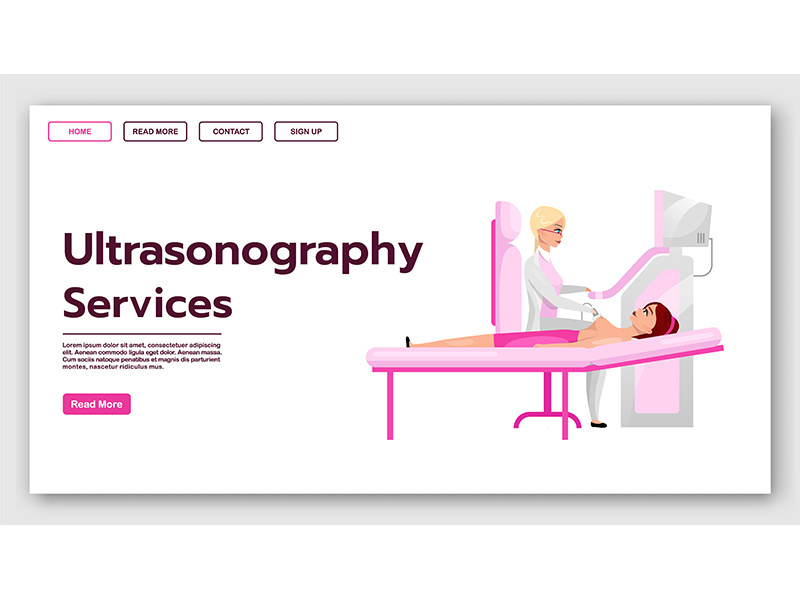 Ultrasonography services landing page vector template