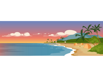 Tropical sandy beach flat color vector illustration preview picture