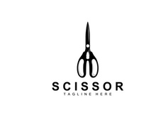Scissors Logo Design, Barbershop Shaver Vector, Babershop Scissors Brand Illustration