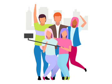 Best friends taking selfie flat vector illustration preview picture