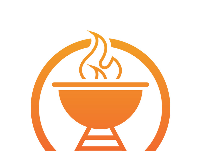 BBQ grill simple and symbol icon with smoke or steam logo vector illustration