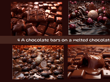 A chocolate bars on a melted chocolates preview picture