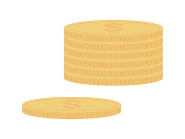 Gold coins semi flat color vector object preview picture