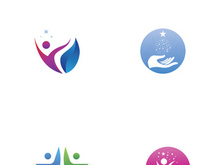 Logo design of people with stars to achieve success.