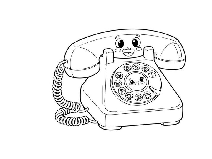 Cute retro phone smiling vector illustration flat design