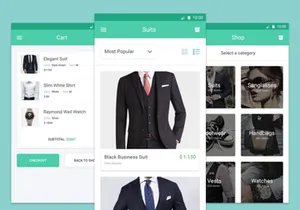E-commerce mobile screens
