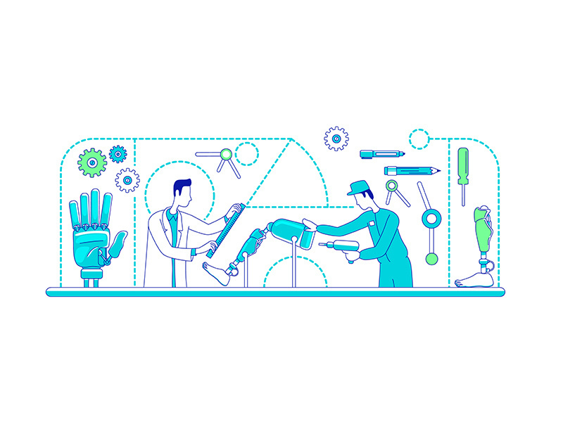 Medical prosthetics thin line concept vector illustration
