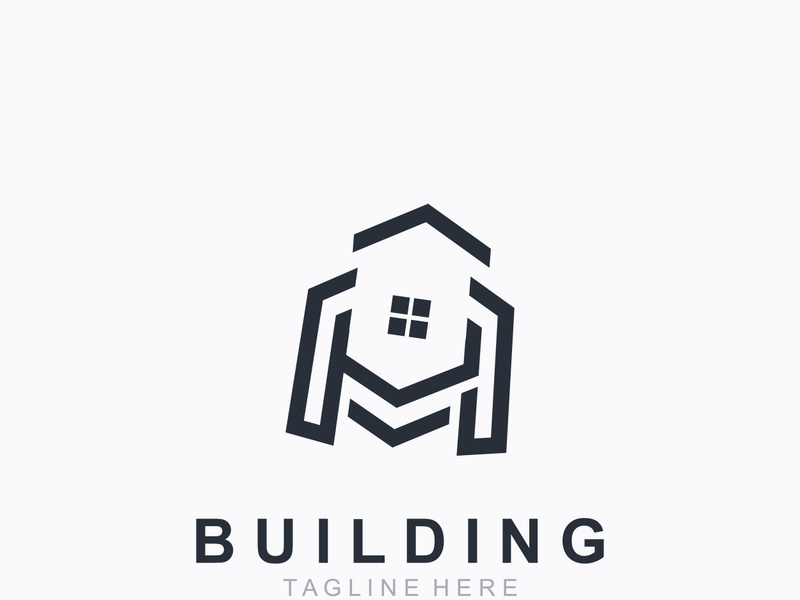 Building logo construction modern real estate symbol for architecture house and property design
