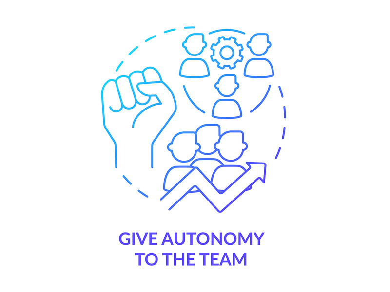 Give autonomy to team blue gradient concept icon