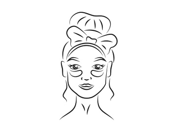 Woman with under eye patches contour portrait vector illustration preview picture