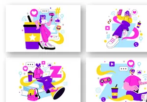 10 Gen Z Lifestyle Vector Illustration