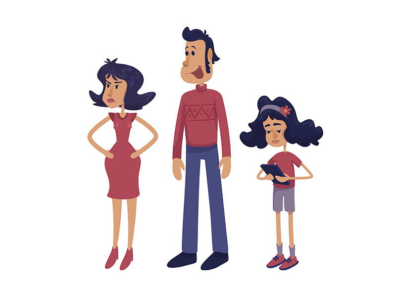 Casual family flat cartoon illustration