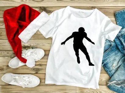 American football player in motion silhouette