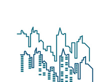 Modern city skyline icon silhouette vector illustration design