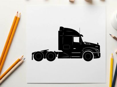 Silhouette of a semi truck with trailer