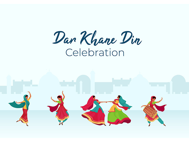 Dar Khane Din celebration poster flat vector template