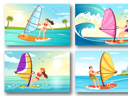 12 Windsurfing Sport Illustration