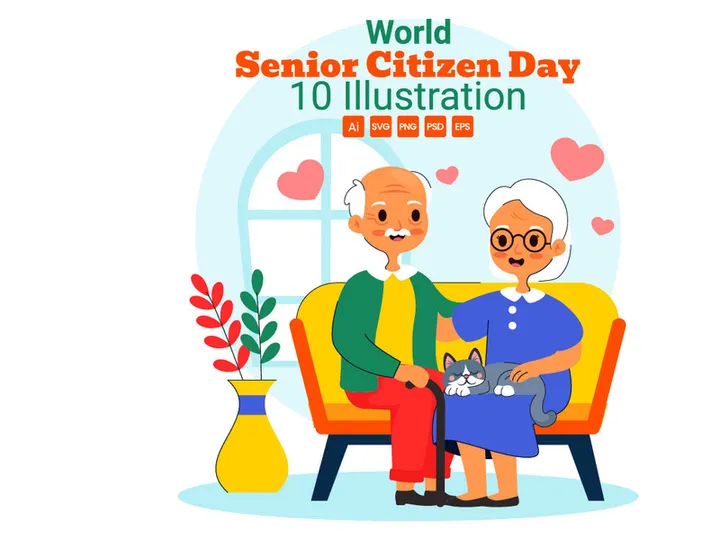 10 World Senior Citizen Day Illustration