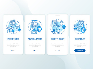 Examples of personal information blue onboarding mobile app screen preview picture