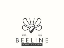 Bee line art animal exclusive logo simple inspiration on black background design