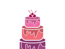 Sweet cake template logo design vector illustration of silhouette with cherries