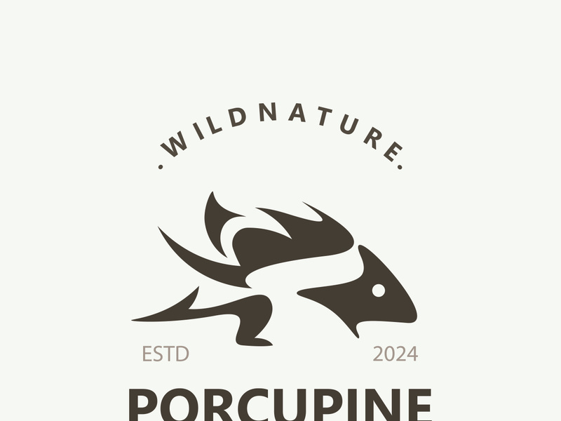 Porcupine logo design. animal vintage minimalist logo Hedgehog modern template iconPorcupine logo design. animal vintage minimalist logo Hedgehog modern template icon