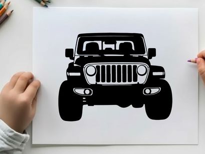Silhouette of a jeep wrangler with front view