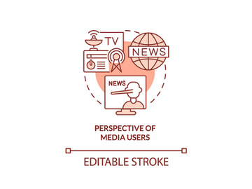 Perspective of media users red concept icon preview picture