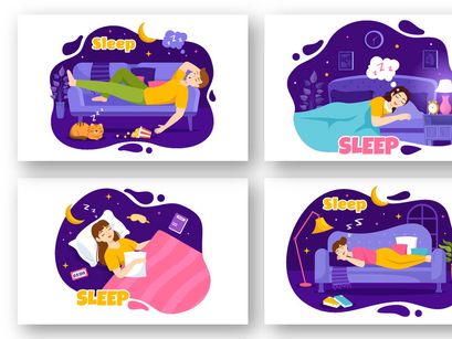13 Sleep and Sweet Dreams Vector Illustration