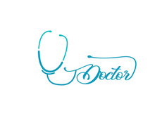 Stethoscope Logo, Simple Line Model Health Care Logo Design