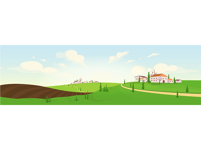 Planting season in French village flat color vector illustration