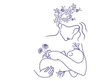 Happy Mother's Day Art Line Illustration