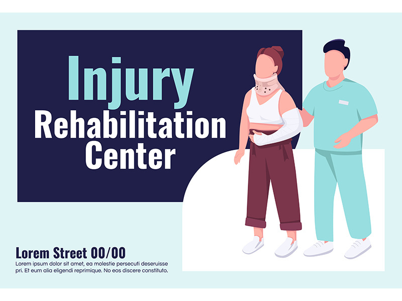 Injury rehabilitation center banner flat vector template