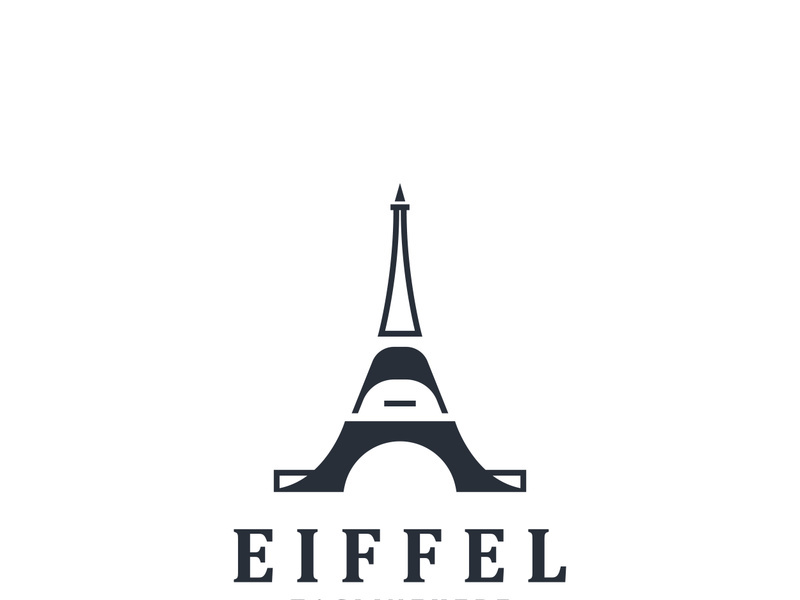 Tower Paris france Black Silhouette logo design template Illustration