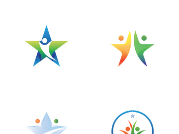 Logo design of people with stars to achieve success. preview picture