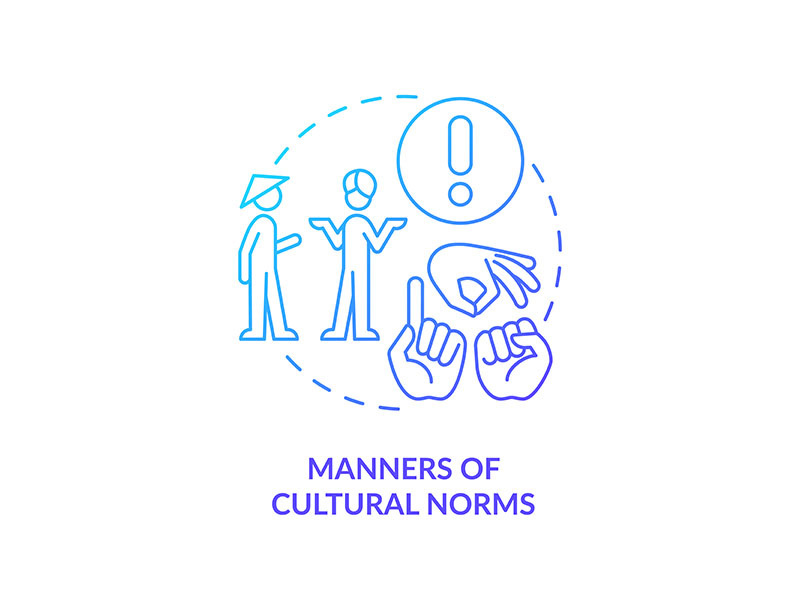 Manners of cultural norms blue gradient concept icon