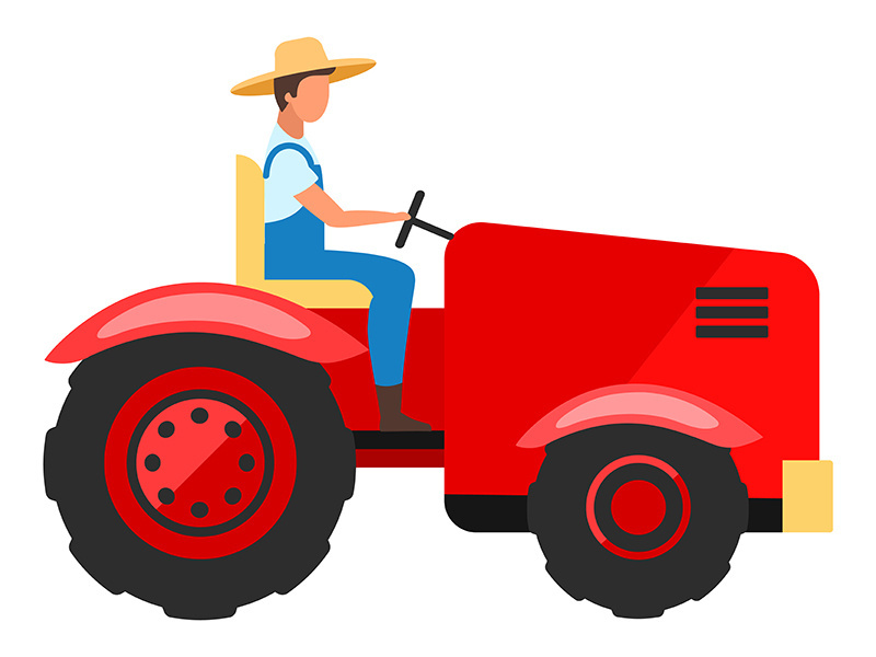 Tractor driver flat character