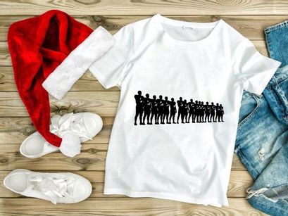 Silhouette of a line of people standing in a row with arms crossed