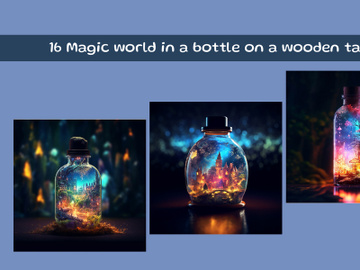 Magic world in a bottle on a wooden table preview picture